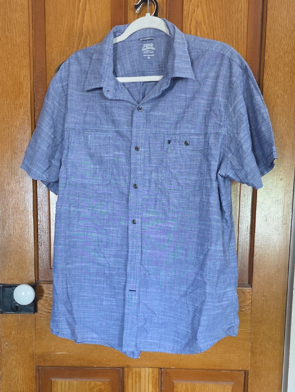 Izod Men's Short-Sleeve Button-Down Shirt - Light Blue